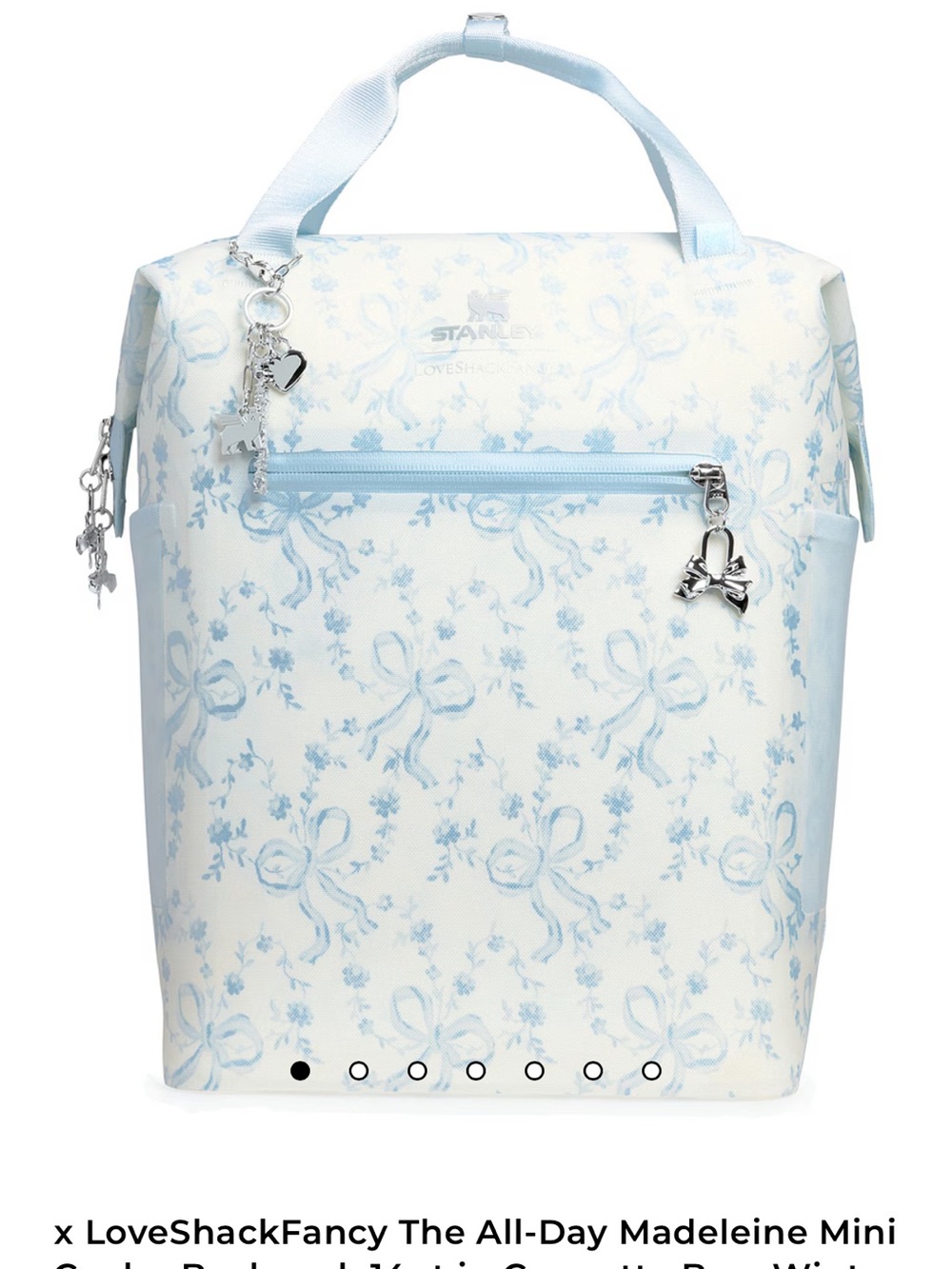 Madeleine Mini Tote Bag in Light Blue & Cream - Picture 1 of 8